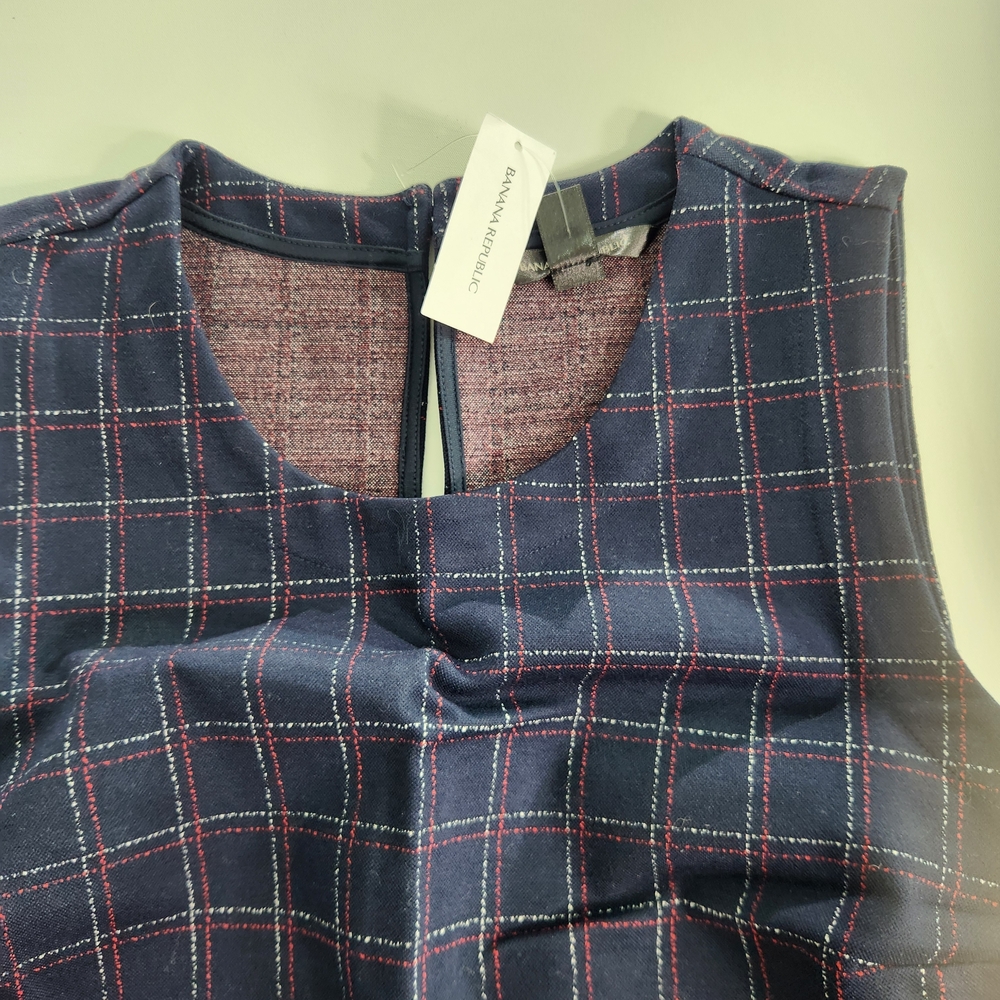 Banana Republic Women's  Tank Top Blouse Size S Plaid sleeveless  blue NWT 01 - Picture 3 of 9